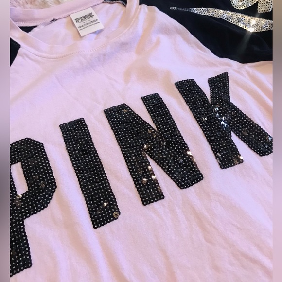 Victoria’s Secret PINK sequin bling long sleeve tee - Picture 2 of 4